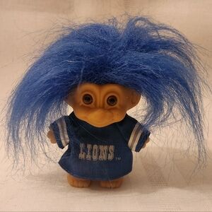 Vintage Detroit Lions Russ Troll Doll Blue Hair NFL